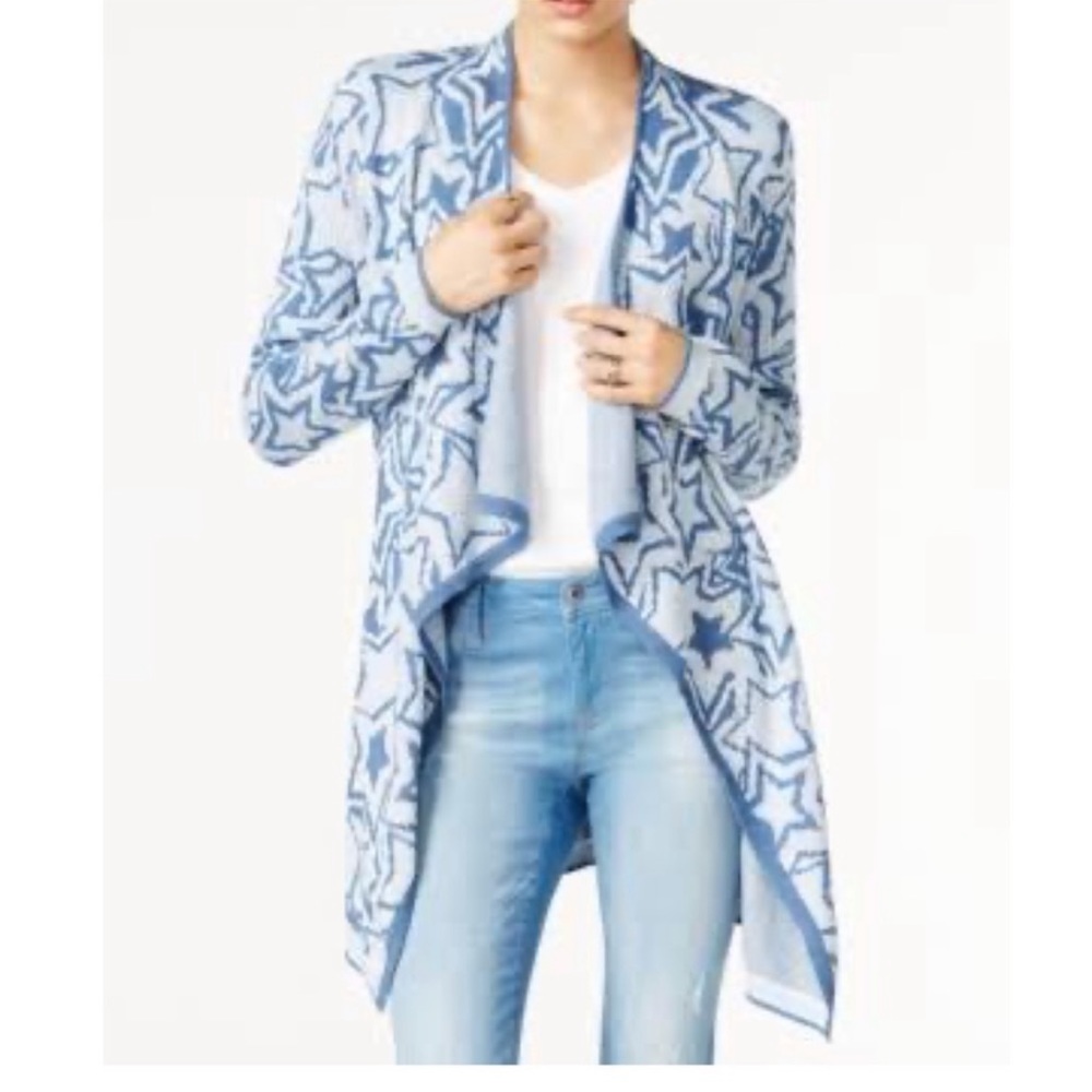 Tommy Hilfiger Blue White Star Print Longline
Open Front Cardigan